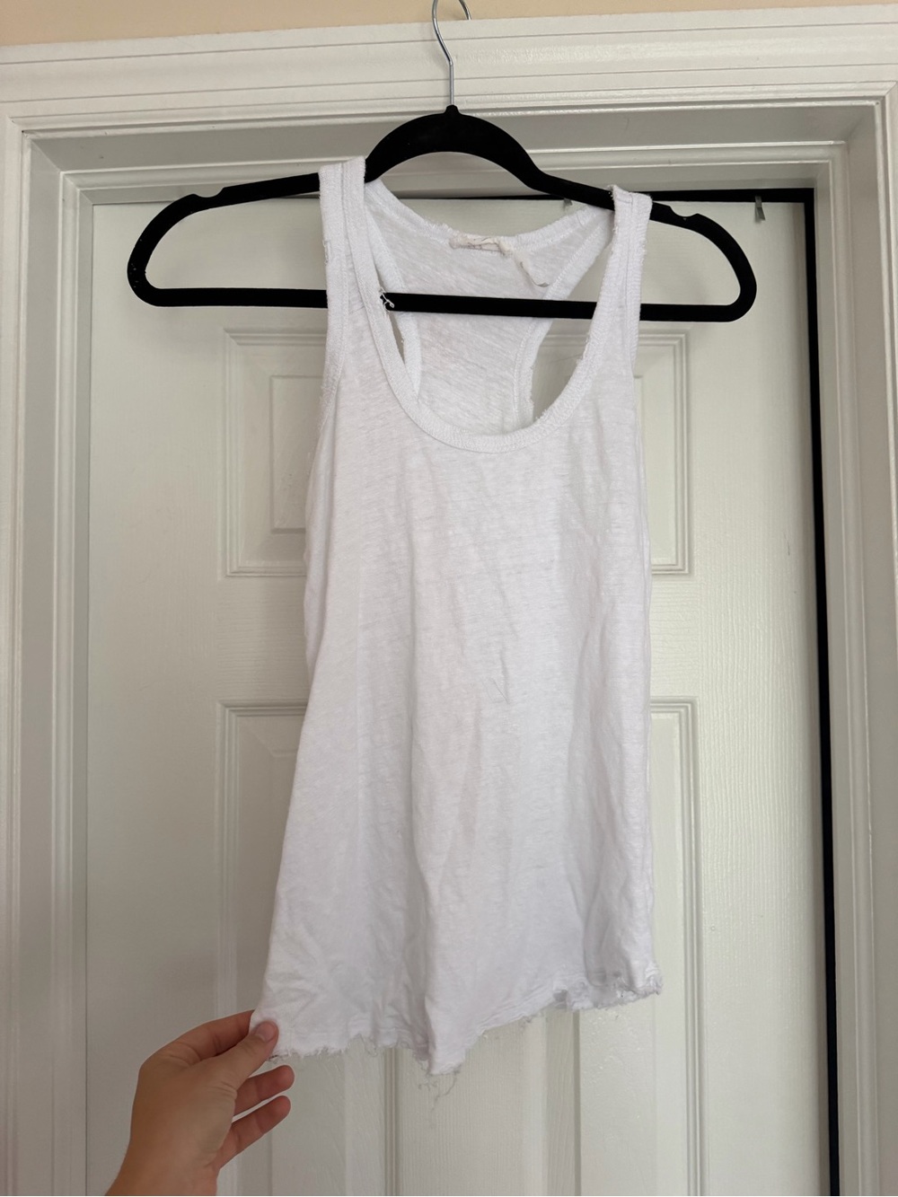 Classic White Racerback distressed Tank Top